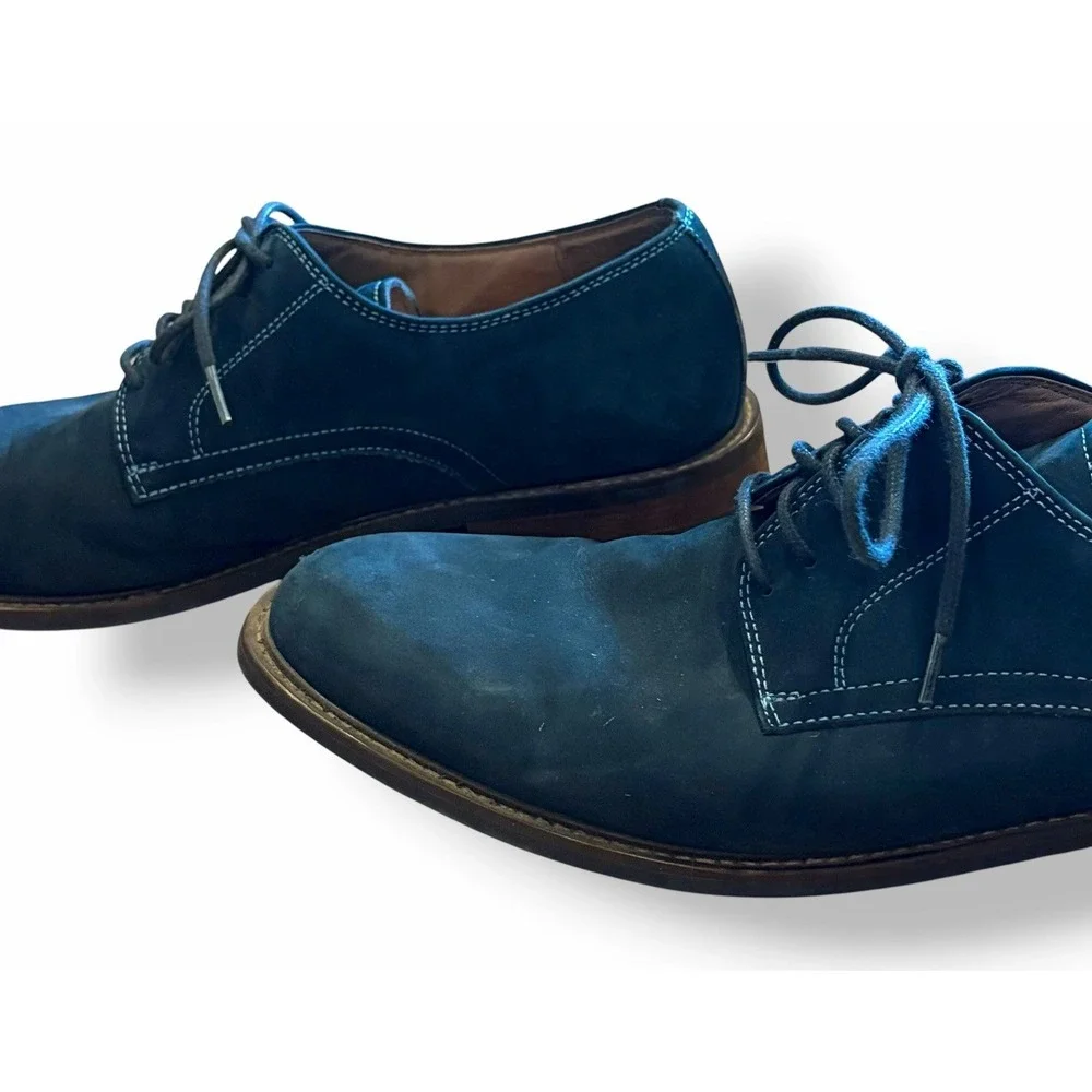 1901 Men's Oxford Dress Shoes Size 11 Blue Leather Derby Lace Up Casual Business